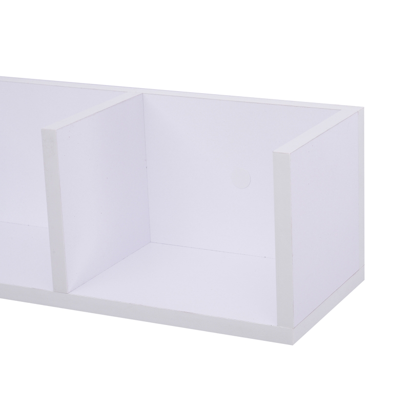 HOMCOM Mensola Porta CD da Parete in Legno MDF Bianco, per Soggiorno o Ufficio, Max 60 CD (10 kg), 95 x 17 x 18cm