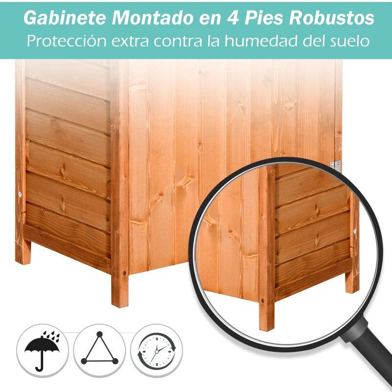 Outsunny Caseta Herramientas 190x79x49 cm Cobertizo Madera Maciza Gabinete Jardín Terraza
