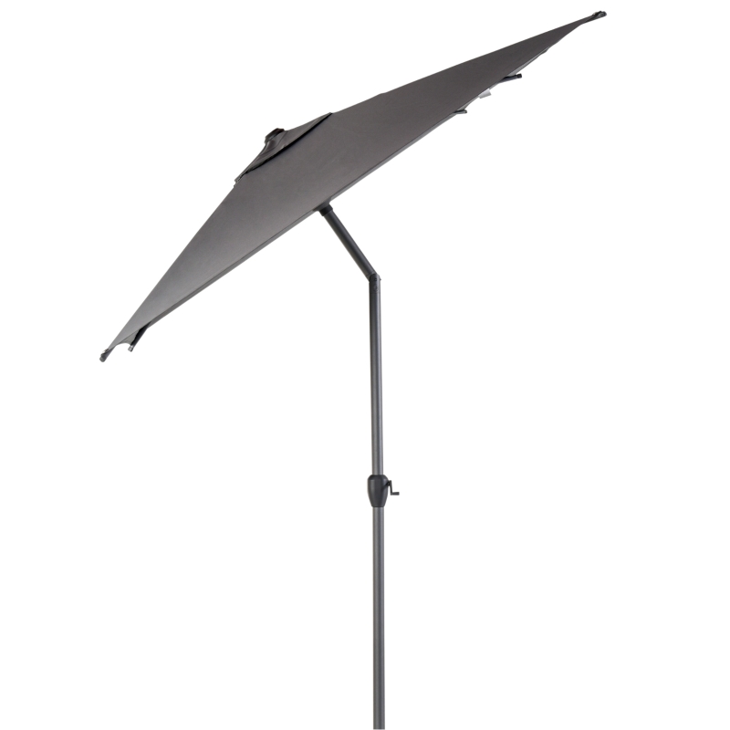 Outsunny 3 x 2m Garden Parasol Umbrella, Outdoor Market Table Umbrella with Aluminium Pole & Crank, Rectangular Tilting Parasol Sun Shade Canopy, Grey