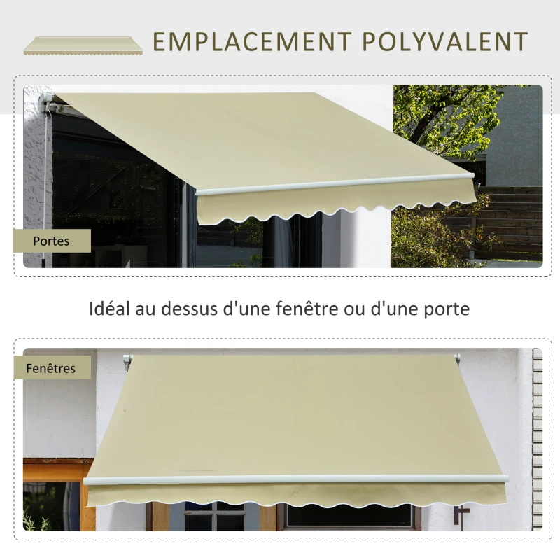 Outsunny Store banne Manuel rétractable alu. Angle Réglable Polyester imperméabilisé Haute densité 3,5L x 2,5l m Beige