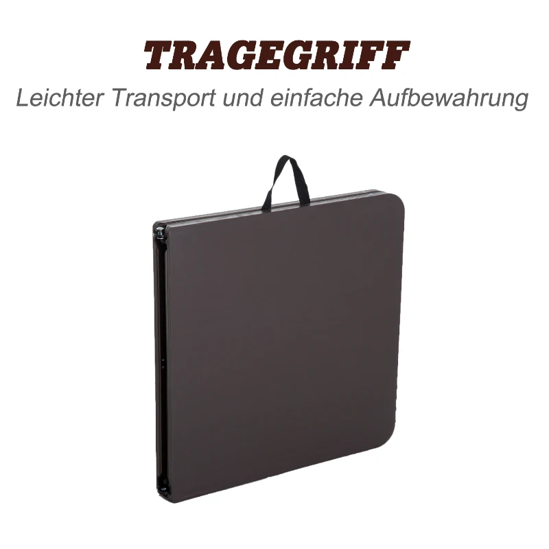 Outsunny Klapptisch, Faltbarer Campingtisch, Höhenverstellbarer Falttisch, Picknicktisch, Metall, Kaffee, 122 x 61 x 53/71,5 cm