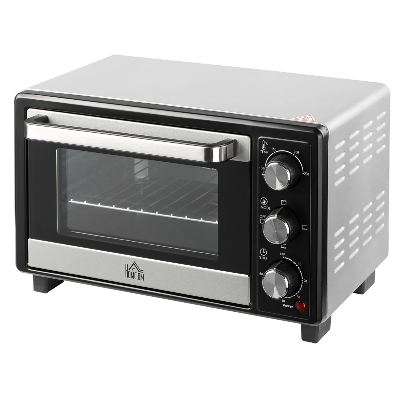 HOMCOM 16L Mini 1400W Countertop Oven - Black/Silver Tone