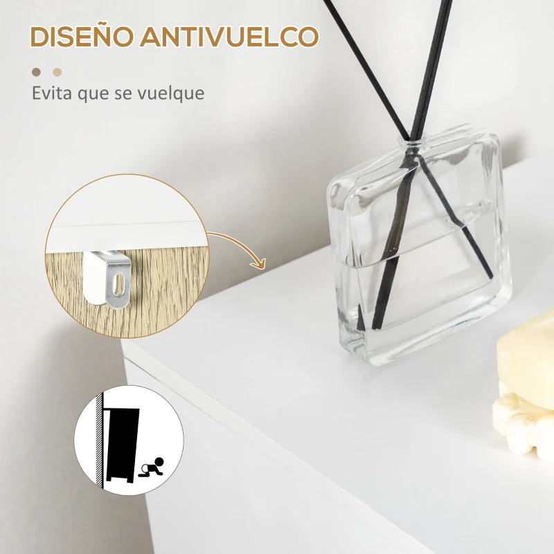 kleankin Armario Auxiliar de Baño con Armario y Estante Abierto para Lavabo Ducha Antivuelco 31,5x30x91cm Roble y Blanco