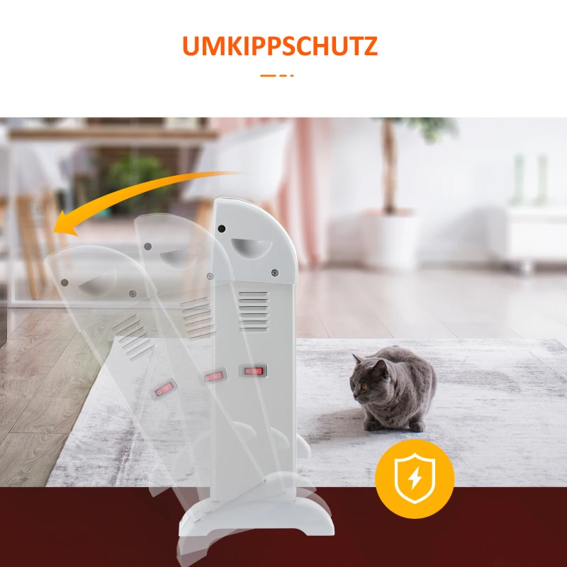 HOMCOM Heizgerät Heizlüfter 2000W Elektroheizer mit 3 Stufen Warm 24-Stunden-Timer Heizer Heizung Wärme Metall Kunststoff Weiß 58,5 x 20 x 43 cm