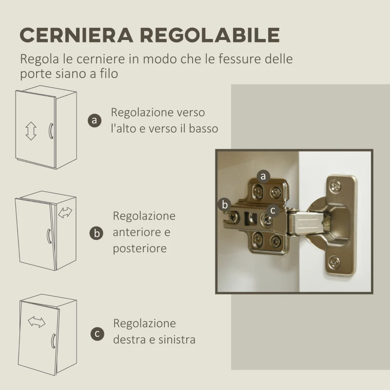 HOMCOM Mobile Multiuso con 2 Armadietti a 2 Livelli in Truciolato, Ripiano regolabile, 120x37x75cm Bianco e Color legno