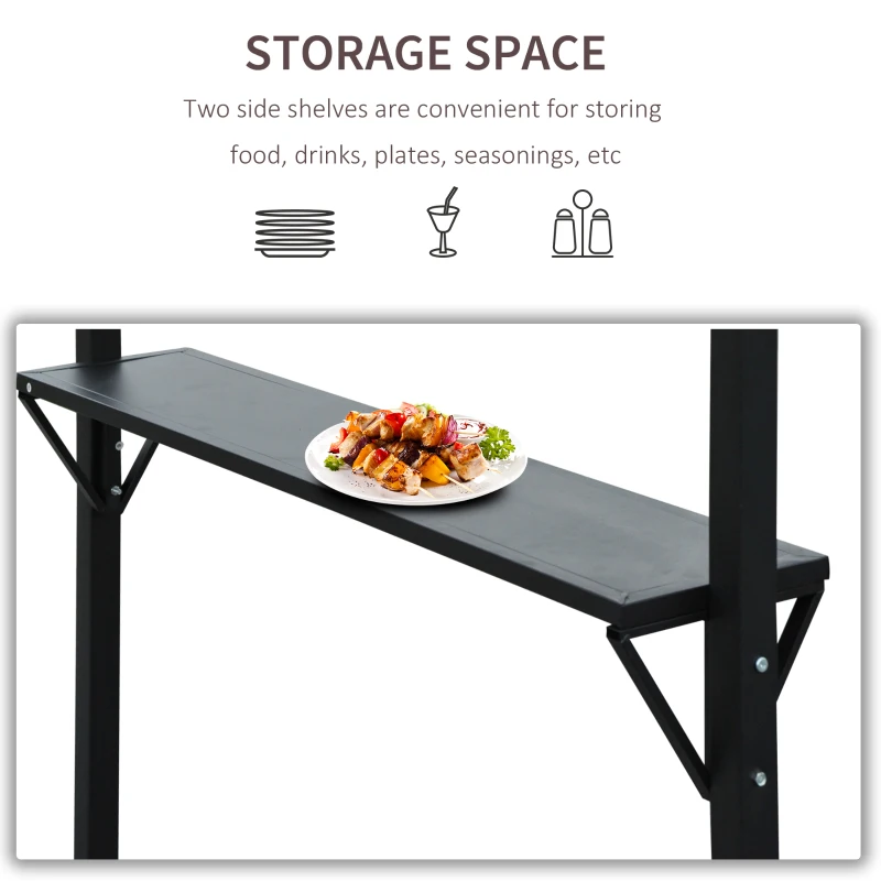 Outsunny Gazebo per Barbecue Tendone Espandibile con Doppio Tetto in Poliestere Caffè, 250 x 150cm