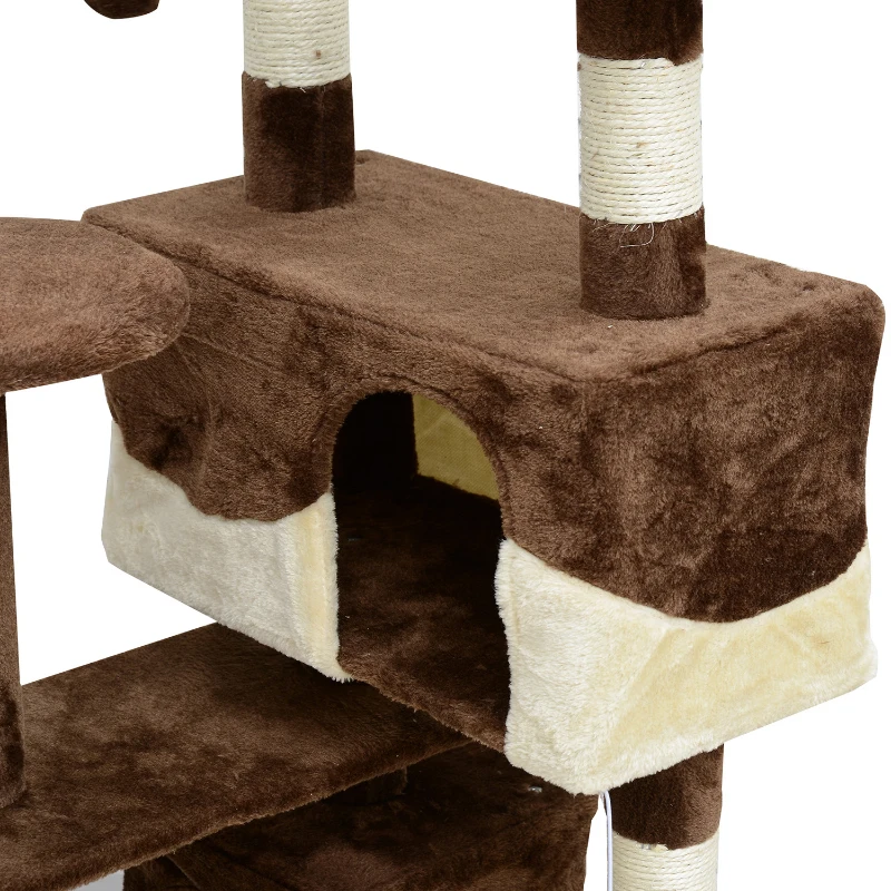 PawHut Arbre à Chats Multi-Equipements Marron 50 x 50 x 132 cm