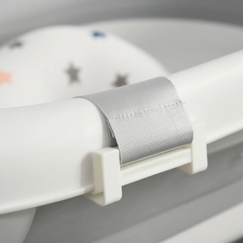 HOMCOM Vaschetta Bagnetto Pieghevole per Bambini 0-3 Anni con Indicatore di Temperatura e Cuscino, 81.5x50.5x23.5cm, Bianco