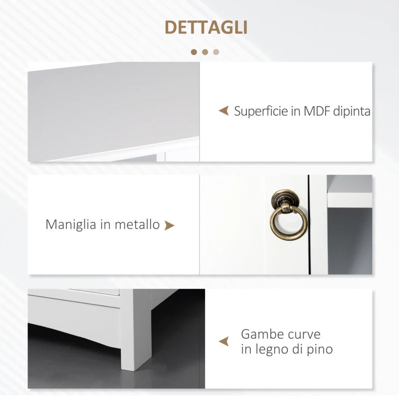 HOMCOM Mobile Porta Tv Bianco Opaco Classico con Ante in Legno per TV 50'' 120×45×50.5cm