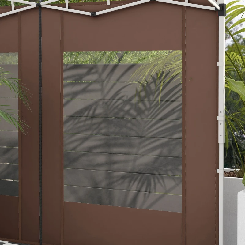 Outsunny Laterales para Carpa de Repuesto de Tela Oxford 2 Paneles de 295x195 cm con 2 Ventanas para Carpas de 6x3 m 3x3 m Marrón