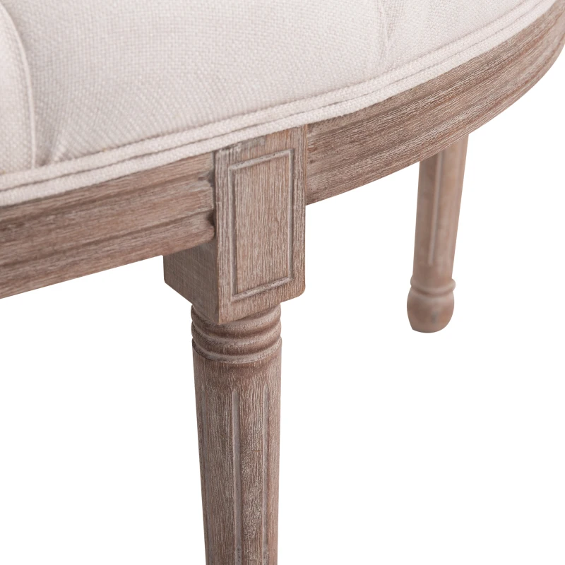 HOMCOM Panca Fondoletto Semicircolare con Struttura in Legno e Imbottitura in Stile Chesterfield, Beige, 140,5x51x48cm