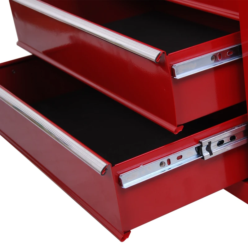 Homcom Caisse à Outils avec Chariot en Acier Rouge 68 x 39 x 71 cm