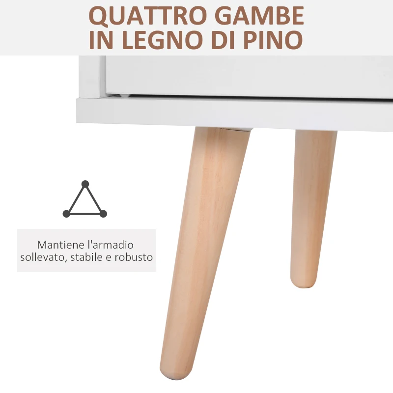 HOMCOM Credenza Moderna con Armadietto e Cassetto, Mobile Multiuso in Legno per Cucina e Salotto, 80 x 29.5 x 96cm Bianco