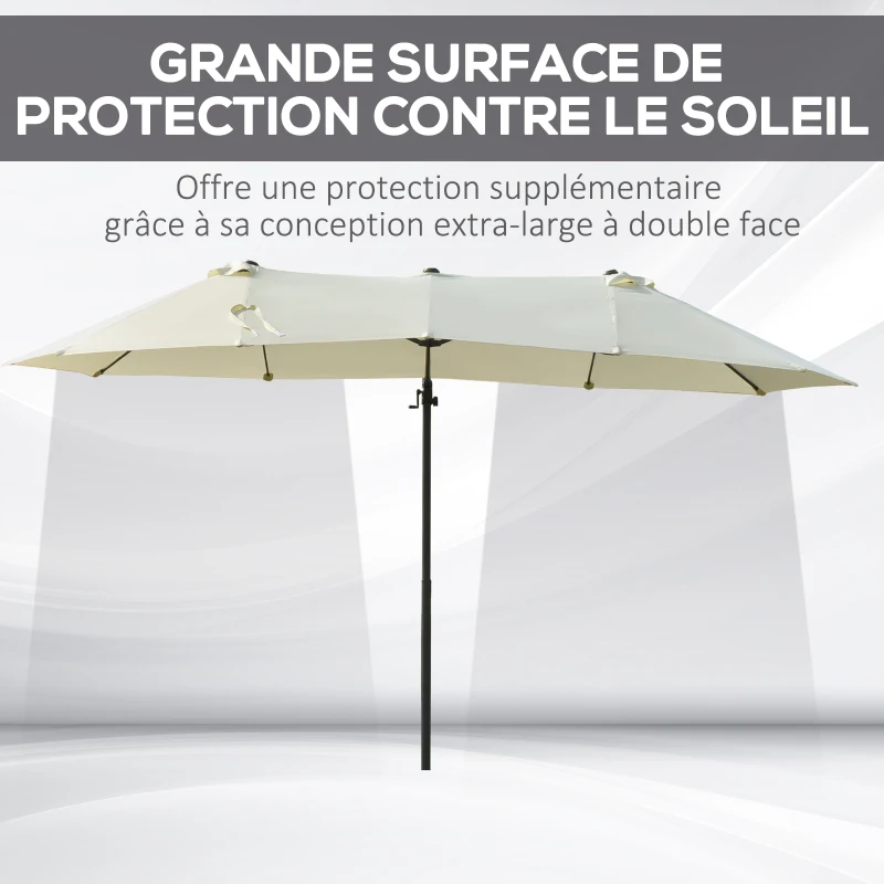 Outsunny Parasol déporté grande taille XXL inclinable avec pied en croix piètement en acier inclus polyester beige