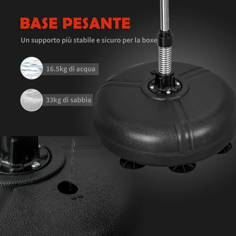 HOMCOM Sacco da Boxe ad Altezza Regolabile, Guanti Inclusi, in PE e Metallo, 45x45x133-151cm, Oro