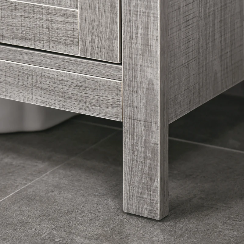 kleankin Mobile Sottolavabo con Armadietto a 2 Ante e Ripiani in Legno 60x30x60cm, Grigio