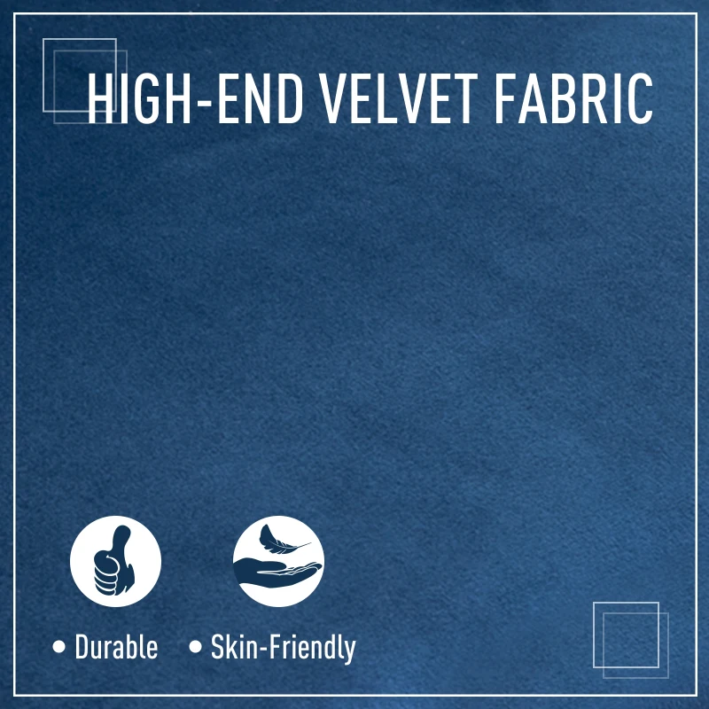 HOMCOM Velvet Armchair, Modern Accent Chair, Upholstered Tub Chair with Solid Wood Legs and Seat Cushion for Living Room, Blue