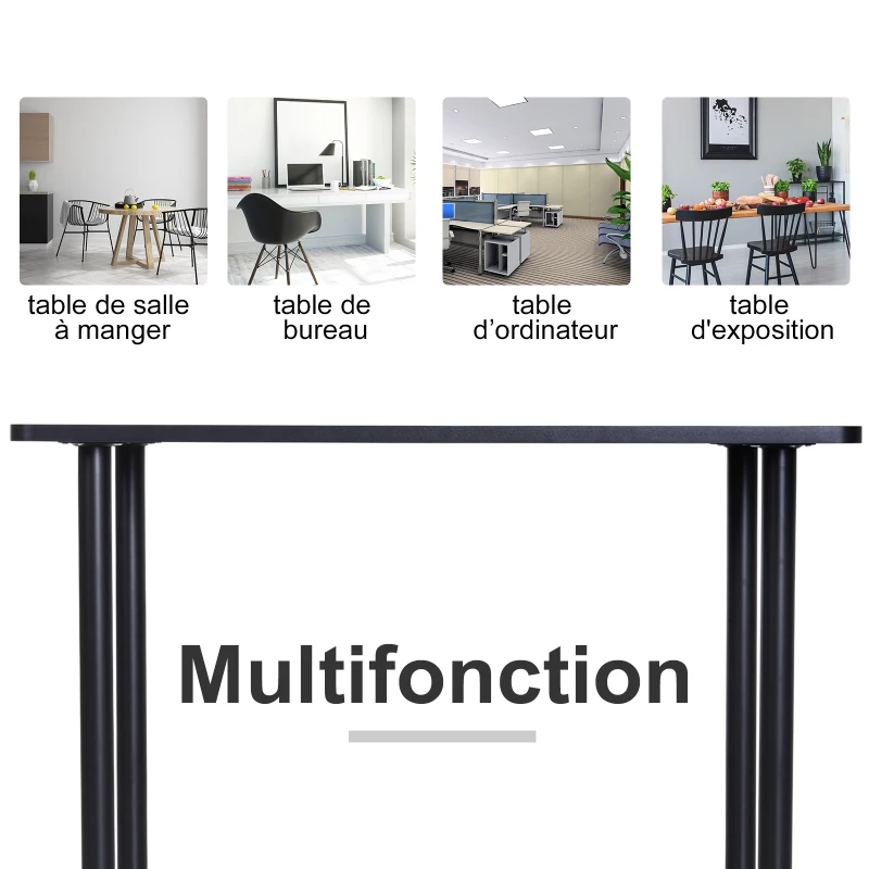 HOMCOM Table à Manger Style Contemporain 4 Personnes dim. 120L x 60l x 76H cm en Bois et pieds en Acier Inoxydable Noir