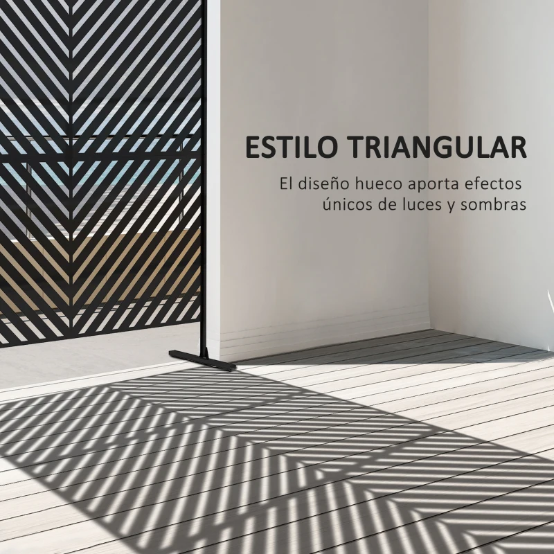 Outsunny Separador de Ambientes Exterior con 3 Piezas Patrón de Triángulo Invertido con Marco de Acero 122x45x198 cm Blanco