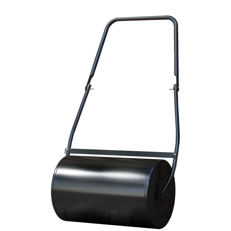 DURHAND 38L Garden Lawn Roller, Water Sand Filled Outdoor Grass Roller, Heavy Duty Metal Lawn Push Rolling Tool Aerator for Grass Seeding, Soil Levelling, Black