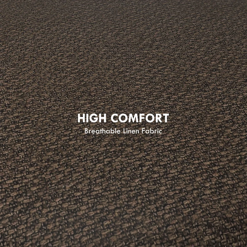 HOMCOM Round Ottoman Stool with Storage, Linen Fabric Upholstered Foot Stool with Padded Seat, Hidden Space and Wood Legs