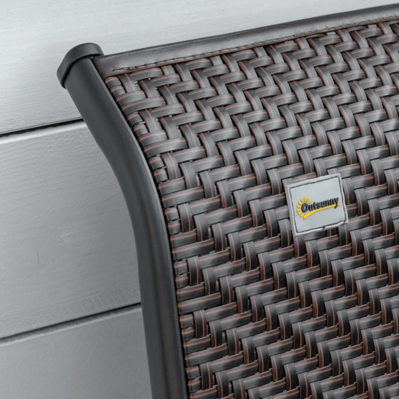 Outsunny Set da 2 Sedie da Giardino Pieghevoli in Rattan PE, Schienale 7 Posizioni, 71x58x111cm