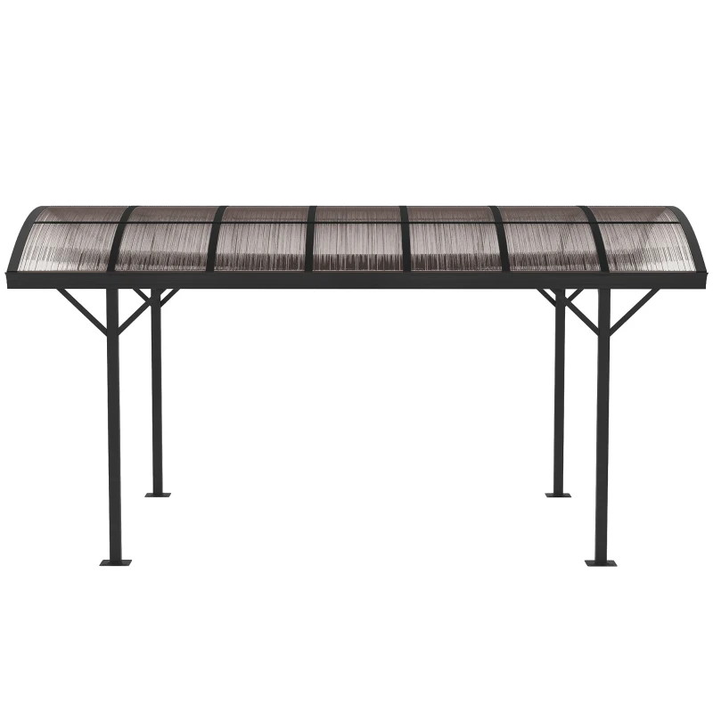 Outsunny 5 x 3(m) Hardtop Gazebo Aluminium Pavilion Carport Garden Shelter Pergola with Polycarbonate Roof, Brown