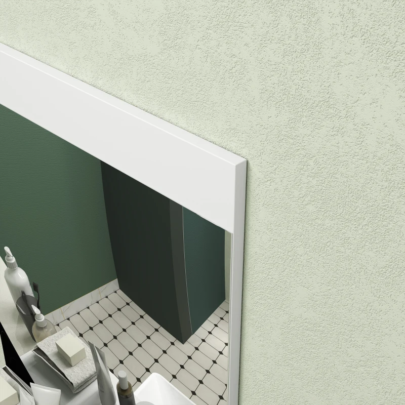 HOMCOM Specchio Bagno da Parete Moderno con Mensola Portaoggetti, in Vetro e MDF, 50x12x60 cm, Bianco