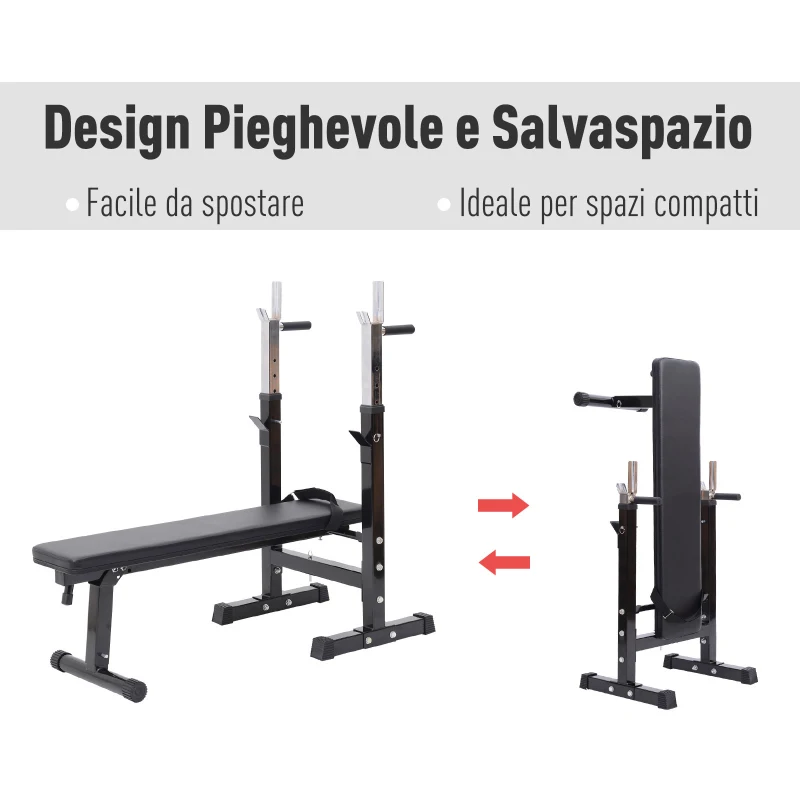Homcom - Panca Pesi Attrezzatura Fitness Panca Pieghevole per Palestra e Home Gym