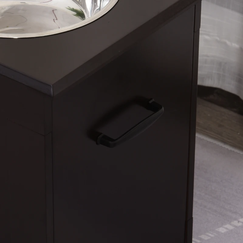 PawHut Ciotole Rialzate per Cani Grandi, Supporto Portaciotole in MDF con 2 Ciotole in Acciaio Inox, 60x30x41 cm, Marrone