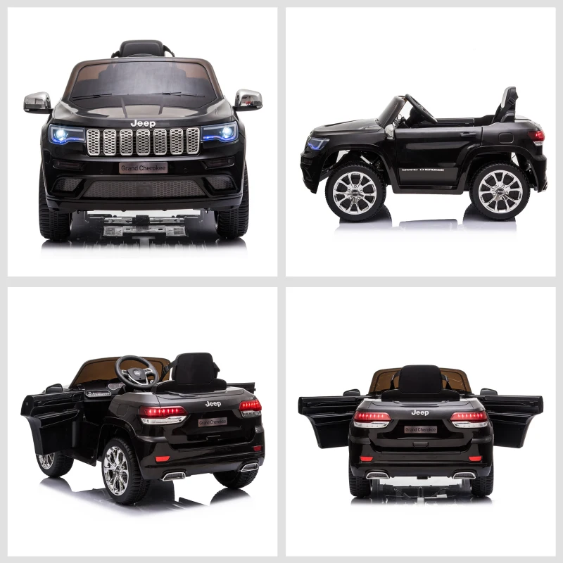 HOMCOM Macchina Elettrica Jeep per Bambini 12V, Guida Manuale e con Telecomando Velocità 0-3km/h, 114x76x58cm, Nero