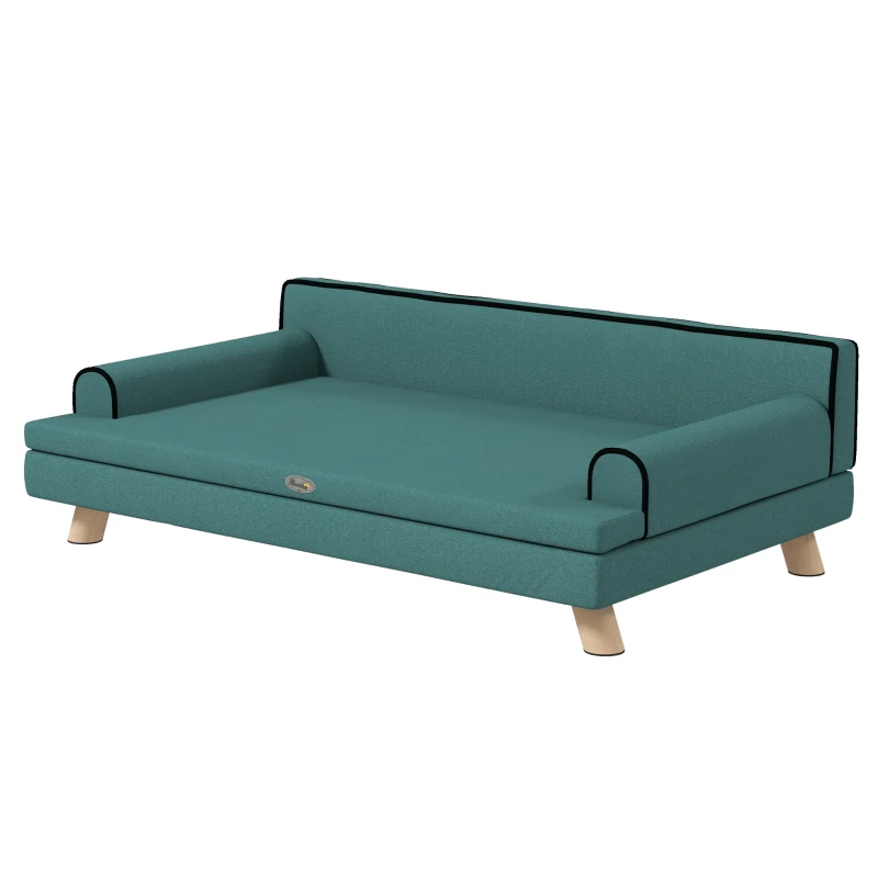 PawHut Dog Sofa, with Wooden Legs, Water-Resistant Fabric, for Medium & Large Dogs - Green
