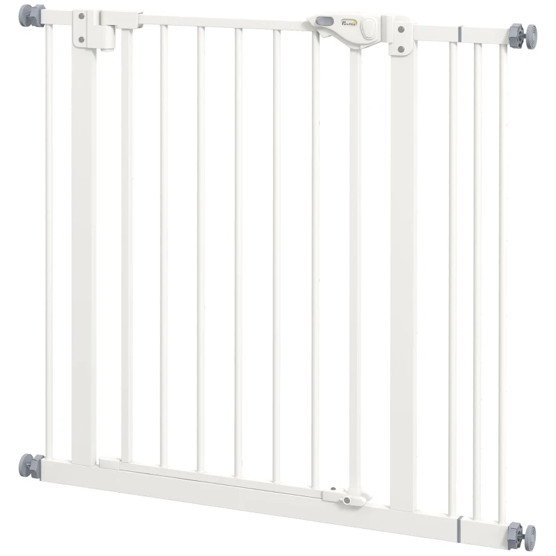 PawHut Adjustable Safety Gate w/ One Extensions, Four Adjustable Screws, White