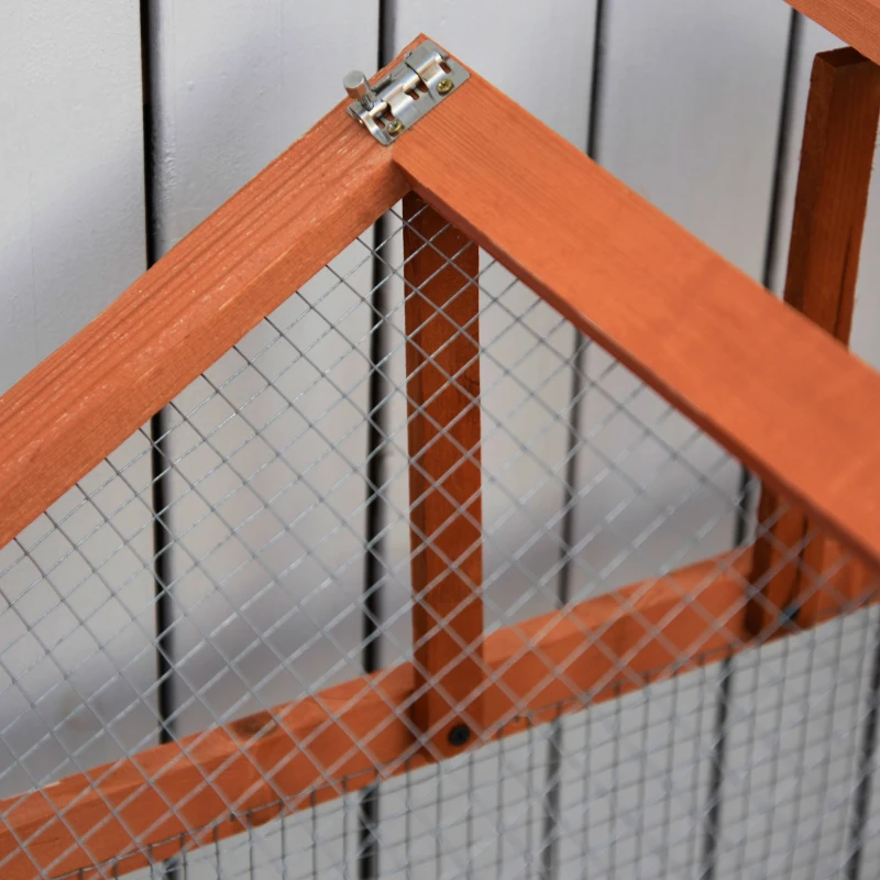 PawHut Jaula para Conejos Grande Casa para Animales Pequeños Conejera Exterior de Madera 180x90x48 cm Natural