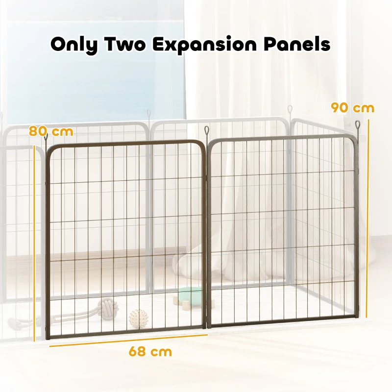 PawHut Two-Piece Dog Pen Expansion Pack for Medium Dogs, 80cm Tall Animal Pen with Three Connecting Stakes