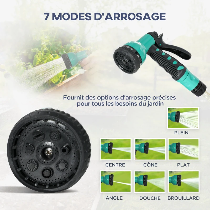 Outsunny Enrouleur tuyau arrosage dévidoir de tuyaux d'eau 30+2 m support mural + poignée pivotant à 180° 59 x 23 x 42 cm noir