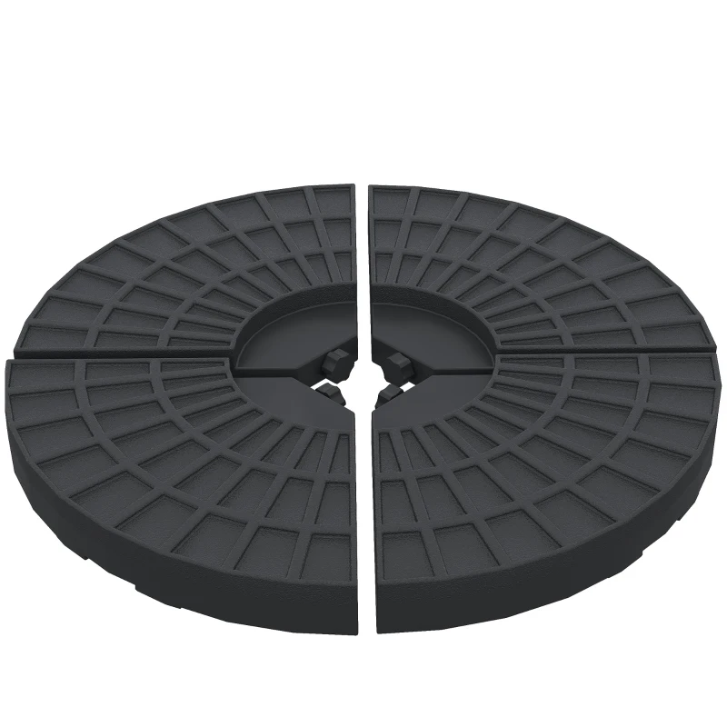 Outsunny Set Base per Ombrellone 4 Pezzi Componibili Max. 17 Litri HDPE 48x48x8cm Nero
