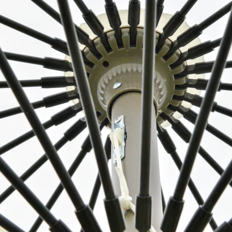 Outsunny Parasol de jardin Parasol droit Parasol inclinable rond avec 24 baleines manivelle aluminium fibre de verre polyester diamètre 2,60 m coloris crème