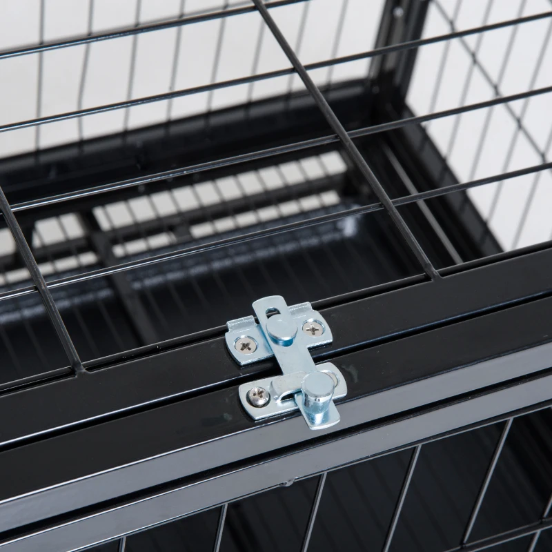 PawHut Cage pour chien animaux cage de transport sur roulettes 2 portes verrouillables plateau amovible max. 50 Kg  109L x 76l x 87H cm noir