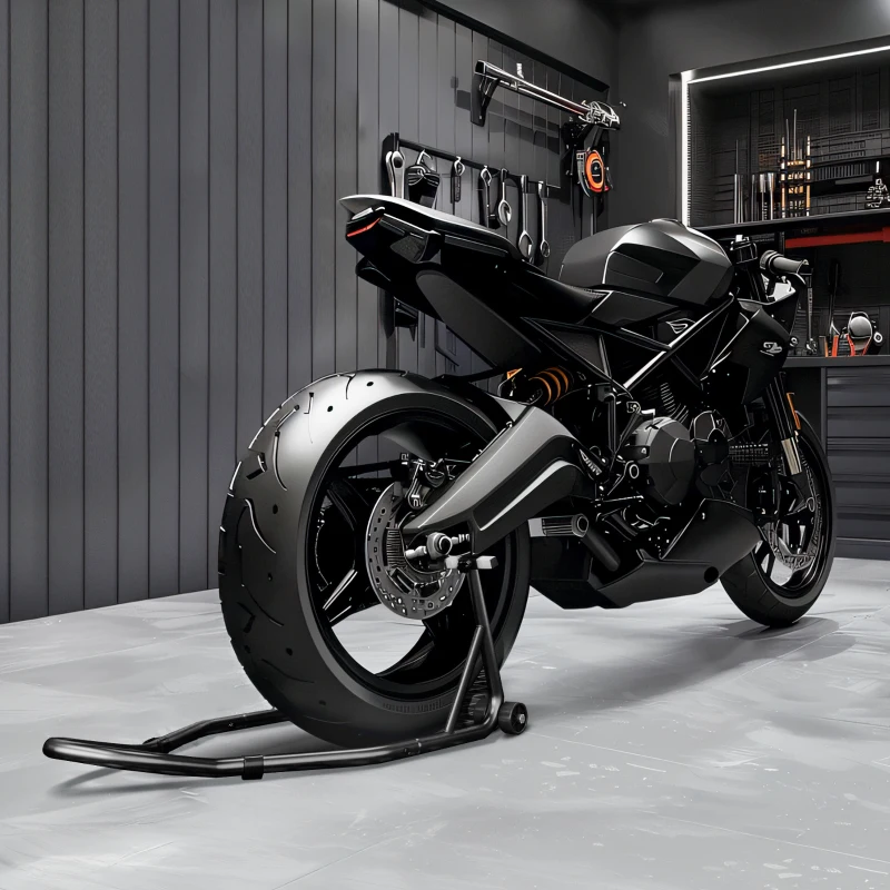 HOMCOM Support béquille de moto arrière support de roue lève moto arrière sur roulettes avec bobine de bras oscillant U, noir