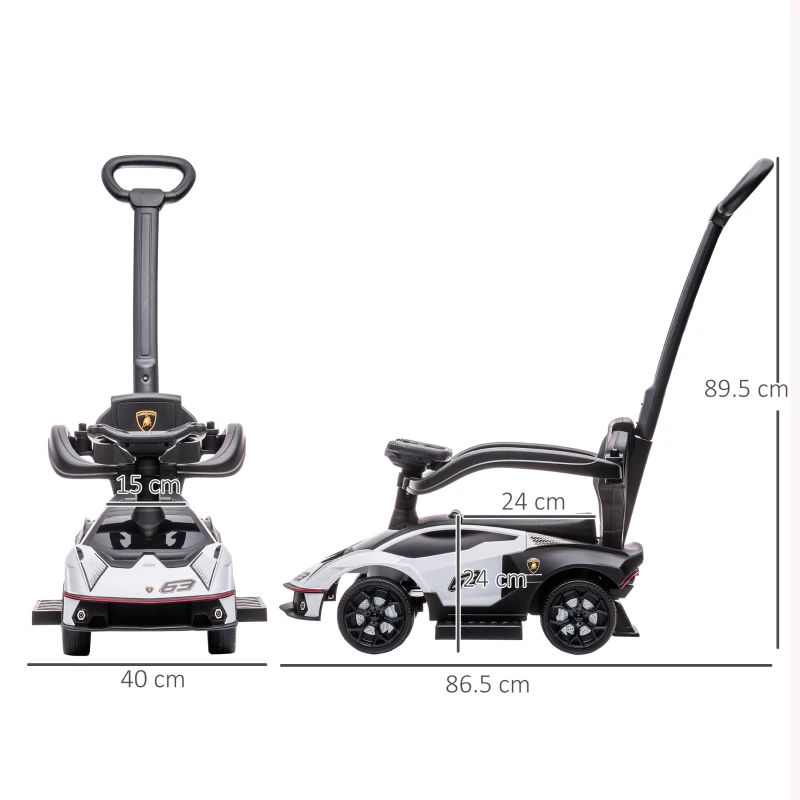 AIYAPLAY Licensed 2 in 1 Baby Ride on Push Car Toddler Push Along Car with Parent Handle Foot To Floor Slider with Horn Steering Wheel NO POWER for 1 - 3 Years, White