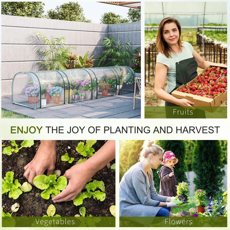 Outsunny 395  x 100 cm Low Tunnel Greenhouse - Clear