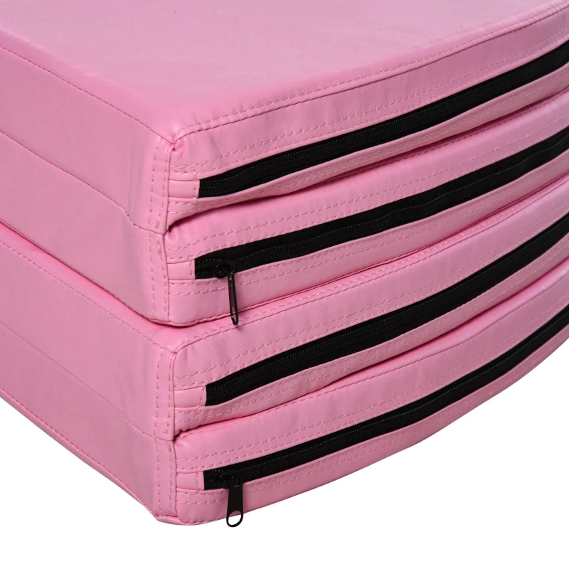 HOMCOM Tapis de pole dance pliable - pole dance mat - tapis de protection Ø 150 cm épaisseur 5 cm - revêtement plastique rose