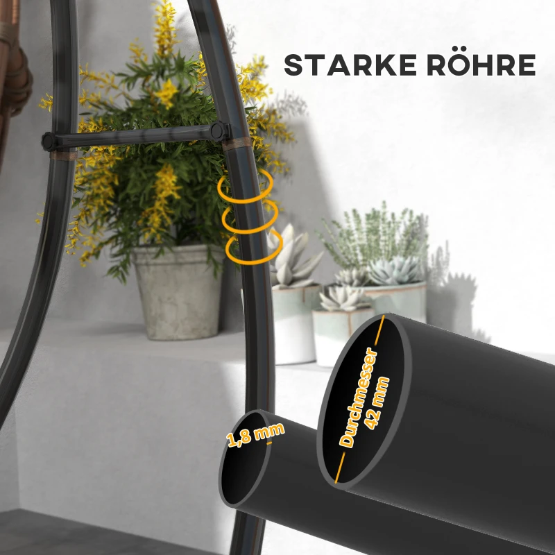 Outsunny Stelaż metalowy do fotela wiszącego w kształcie litery C z podstawą do 150kg - Czarny