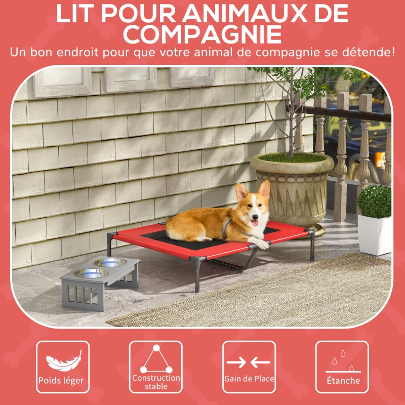PawHut Lit sur pieds lit pour chien chat lit de camp lit surélevé animaux tissu Oxford textilène micro-perforé métal
