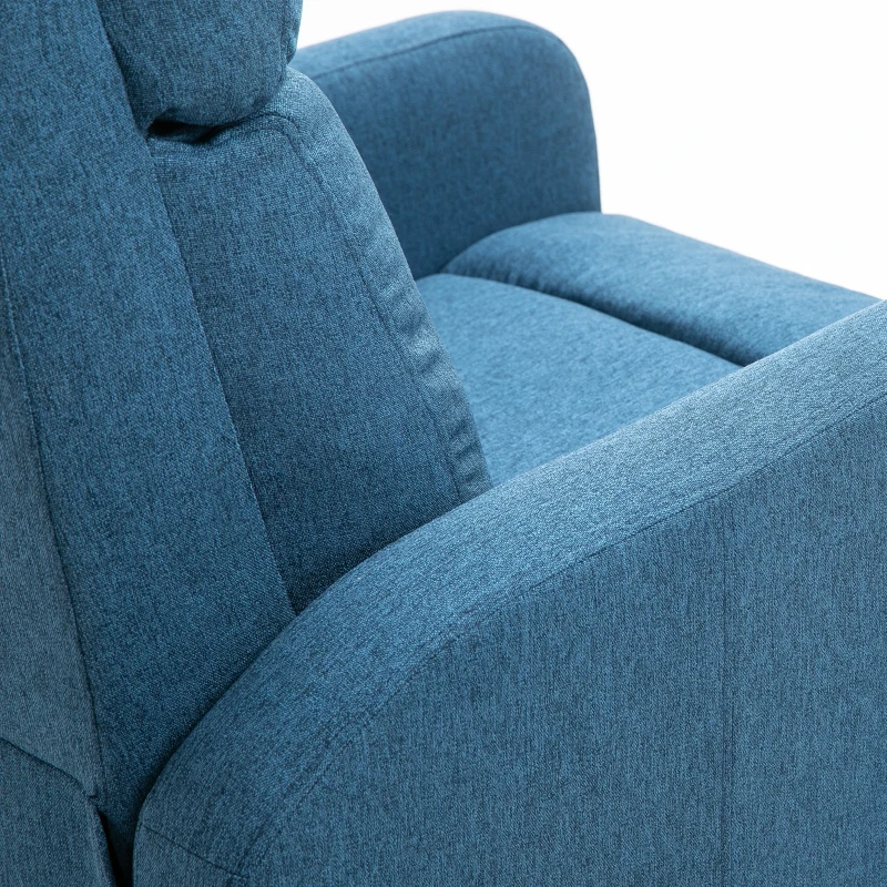 HOMCOM Poltrona Relax Reclinabile Manuale con Poggiapiedi Portata 125kg Tessuto di Lino 67 × 83 × 107cm Blu