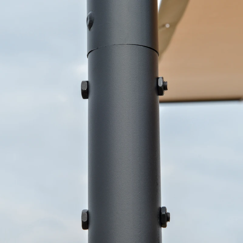 Outsunny Gazebo Pergola Addossata da Giardino 3x3m in Metallo e Poliestere Beige