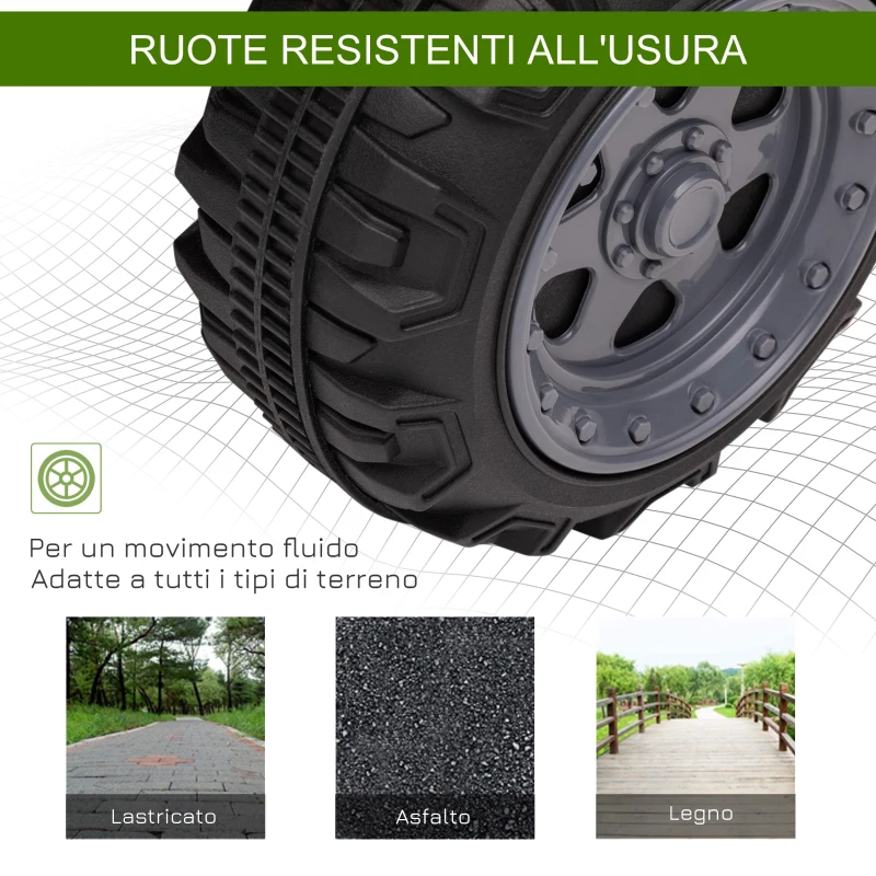 HOMCOM Quad Elettrico per Bambini 18-36 Mesi con Batteria Ricaricabile 6V e Fari, in Metallo e PP, 66x44x42 cm, Verde