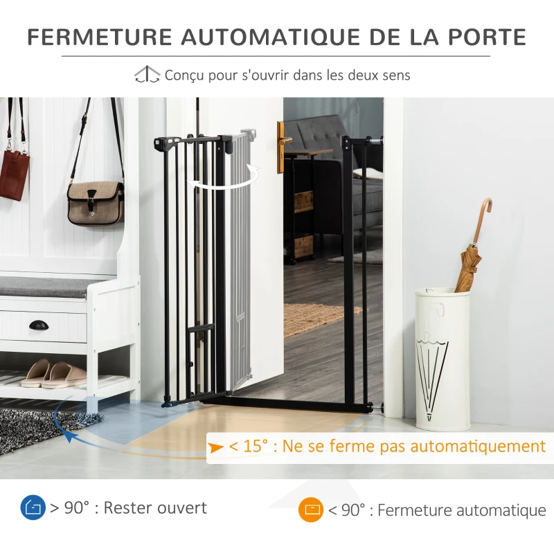 PawHut Lot de 2 barrières de sécurité animaux de 104H cm avec système de double verrouillage sans percage de 74 à 80 cm