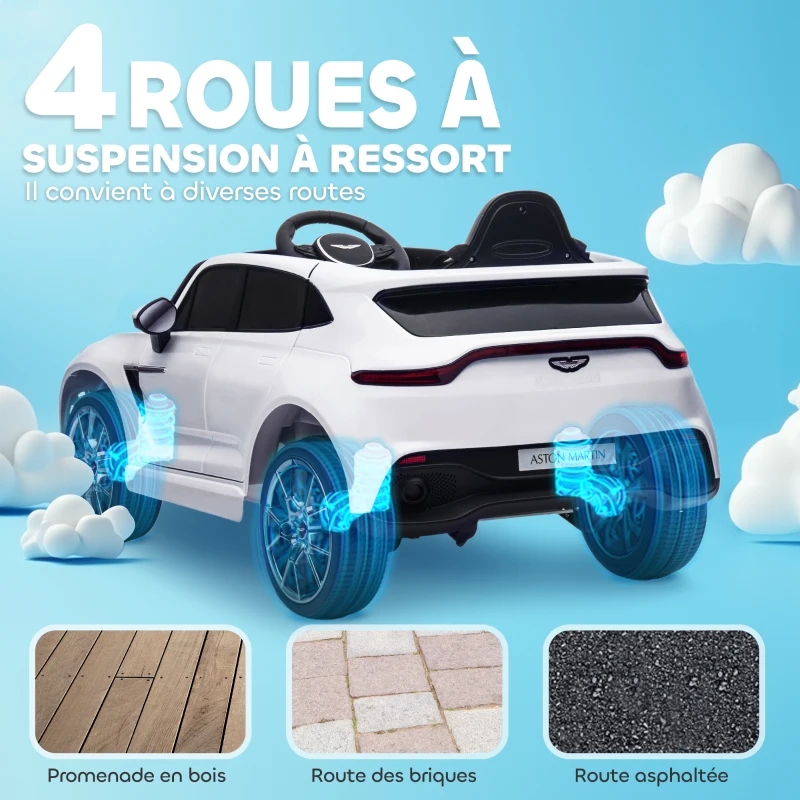 AIYAPLAY Voiture électrique enfants sous Licence Aston Martin DBX véhicule électrique 12V télécommande 106 x 62 x 51,5 cm blanc